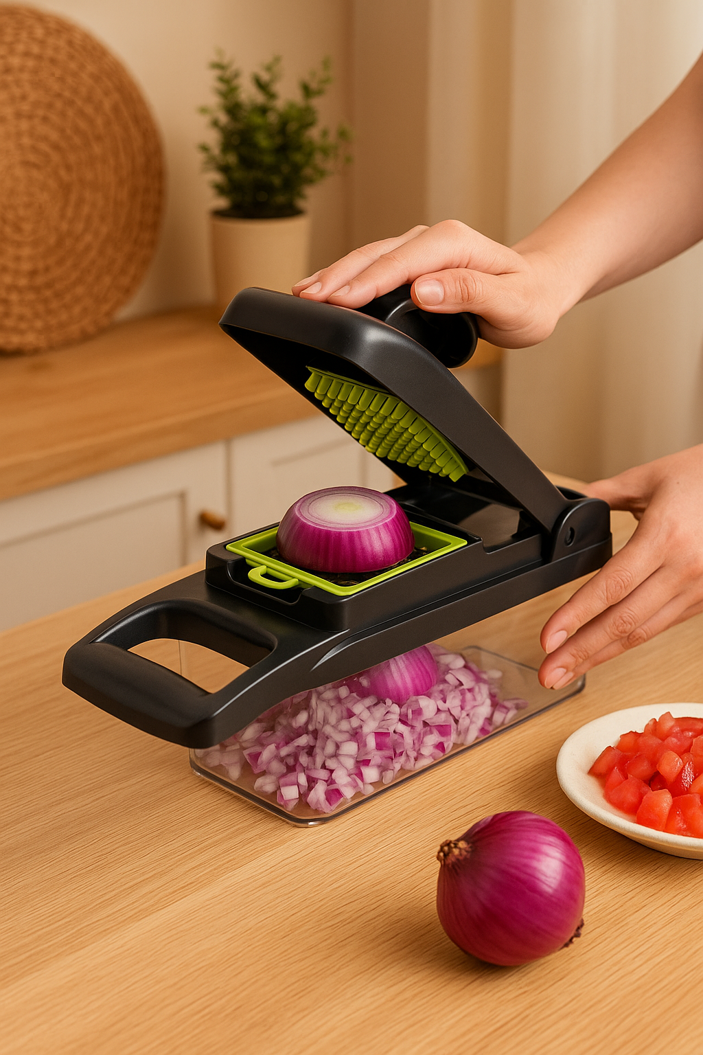 coupe-légumes multifonction à pression 16 en 1