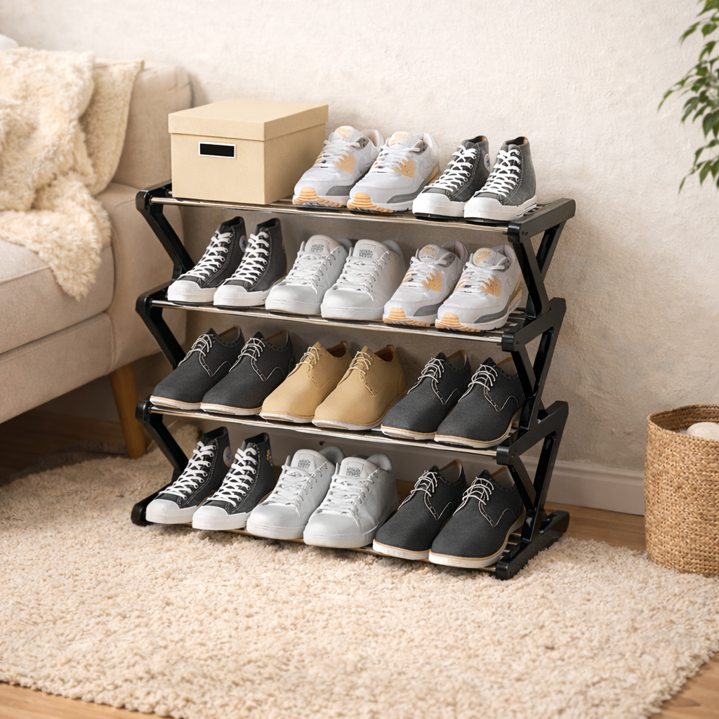 Étagère à chaussures pliable – 4 niveaux